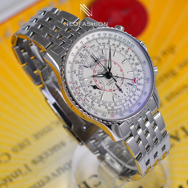 Breitling Navitimer Montbrillant Datora SS 43mm White Dial Mens Watch A21330