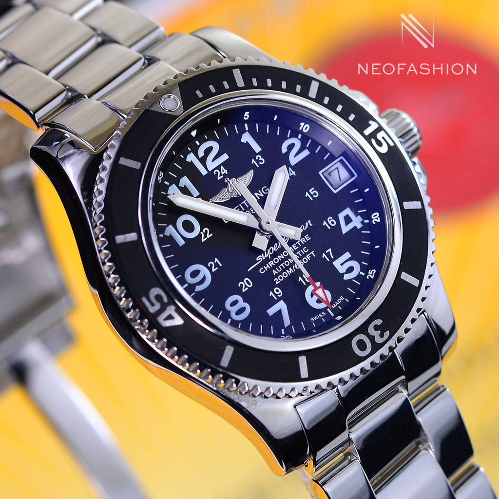 Breitling SuperOcean II SS 36mm Automatic Beautiful Black Dial Ladies Watch A17312