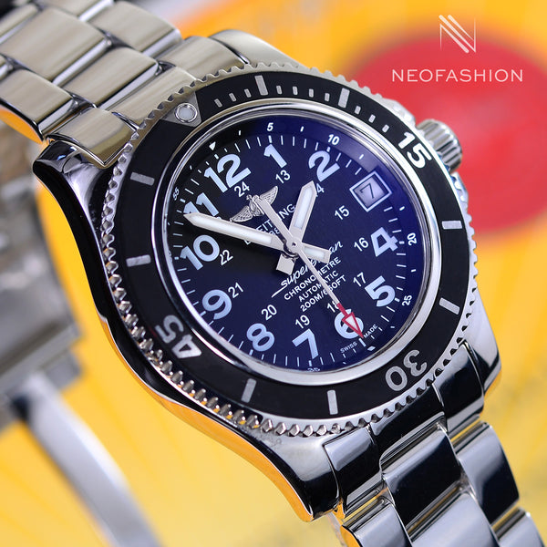 Breitling SuperOcean II SS 36mm Automatic Beautiful Black Dial Ladies Watch A17312