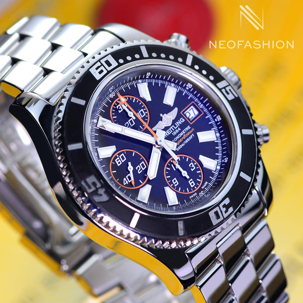Breitling Superocean II Chronograph Black Dial Orange Accents A13341