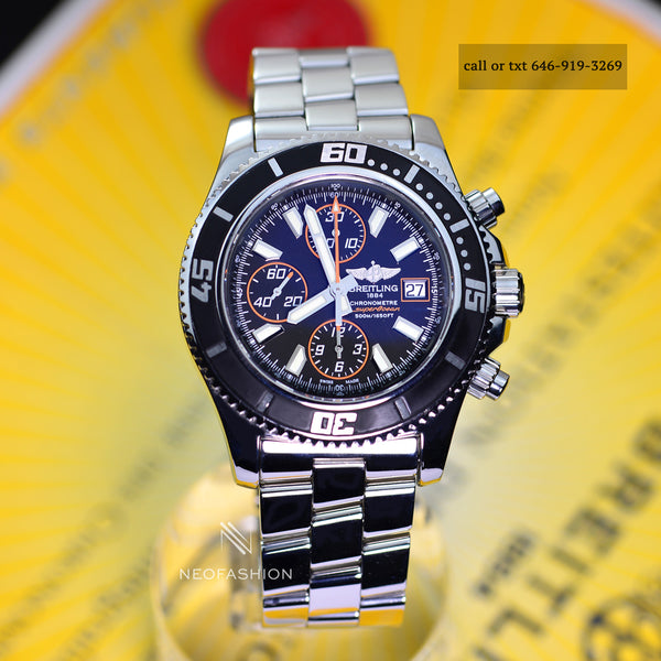 Breitling Superocean II Chronograph Black Dial Orange Accents A13341
