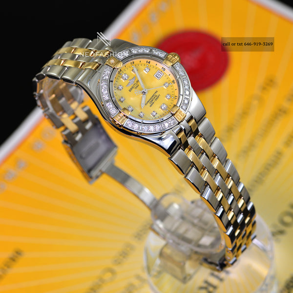Breitling Starliner Ladies 2 Tone 18K/SS  Factory Gold MOP Diamond Dial & Diamond Bezel B71340