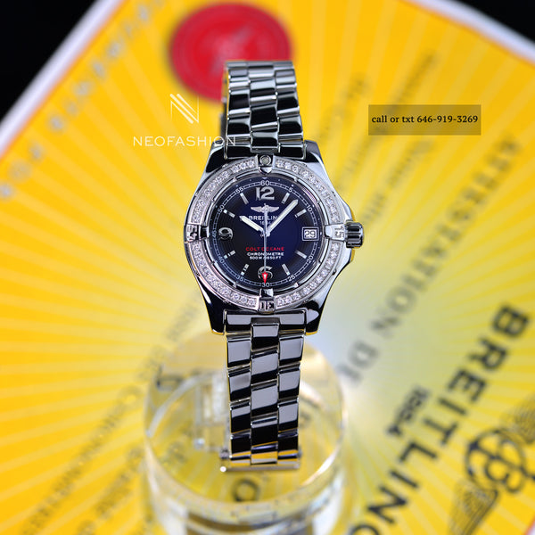 Breitling Colt Oceane Lady Chronometer Black Dial Diamond Bezel Watch A77380