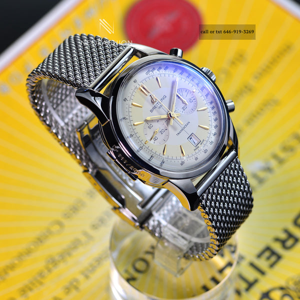 Breitling Transocean Chronograph 43mm LIMITED EDITION 2000pcs Cream Dial Mens Watch AB0154