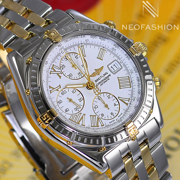 Breitling Crosswind 18K Gold/Stainless Steel White Dial B13055 - NeoFashionStore