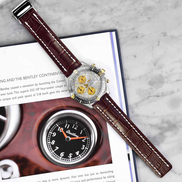 Dark Brown Crocodile Leather Watch Strap - NeoFashionStore