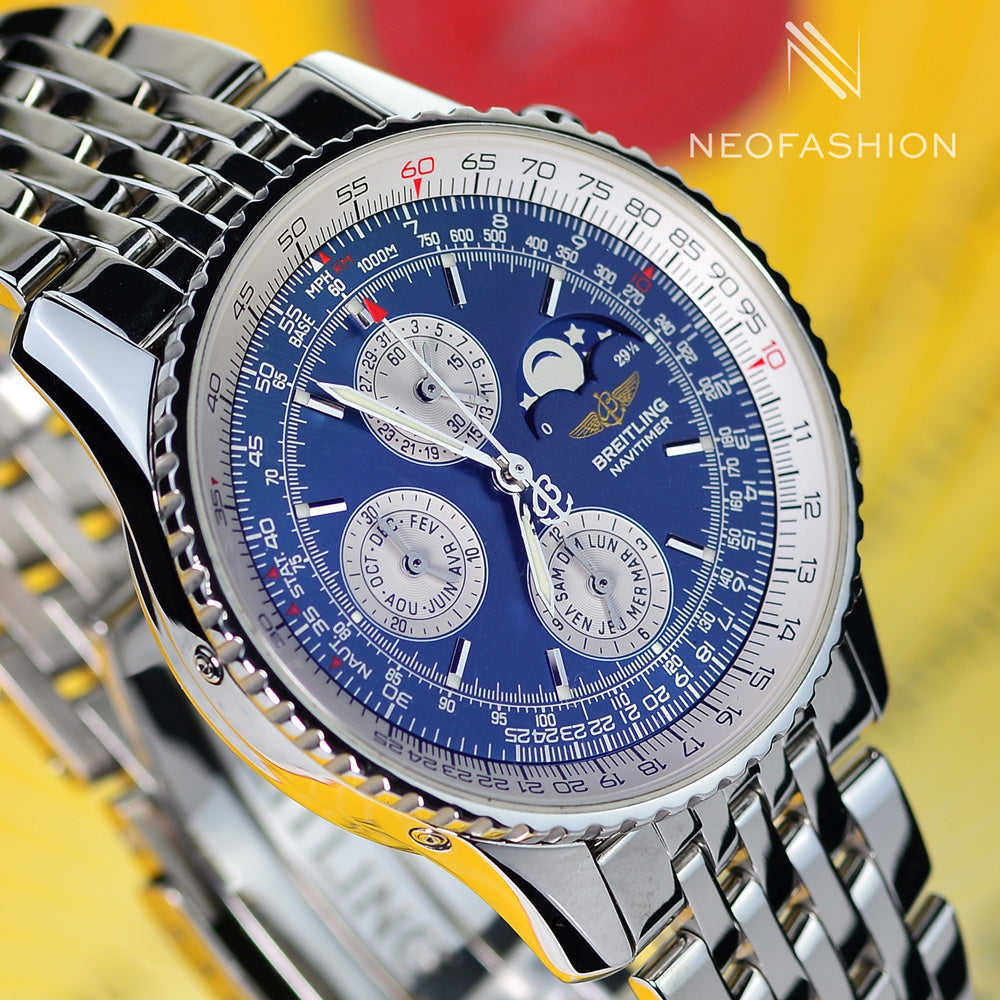 Breitling Navitimer Olympus Moon Phase Annual Calendar A19340 Blue Dial