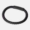 Sekora Black PVD Braided Nappa Leather Bracelet - NeoFashionStore