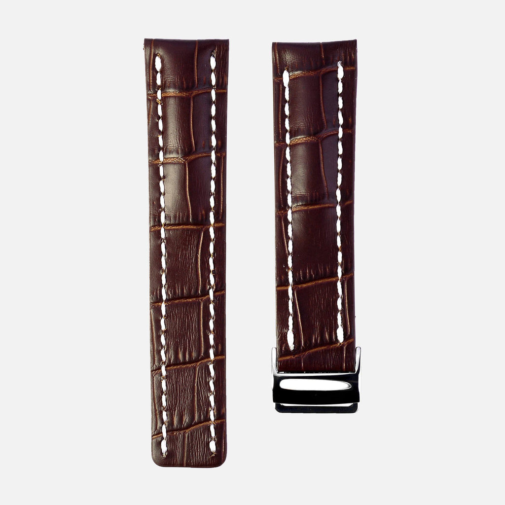 Dark Brown Crocodile Leather Watch Strap - NeoFashionStore