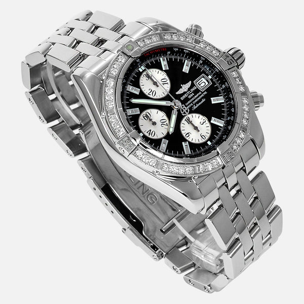 Breitling Chronomat Evolution Black Dial Diamond Bezel A13356 - NeoFashionStore