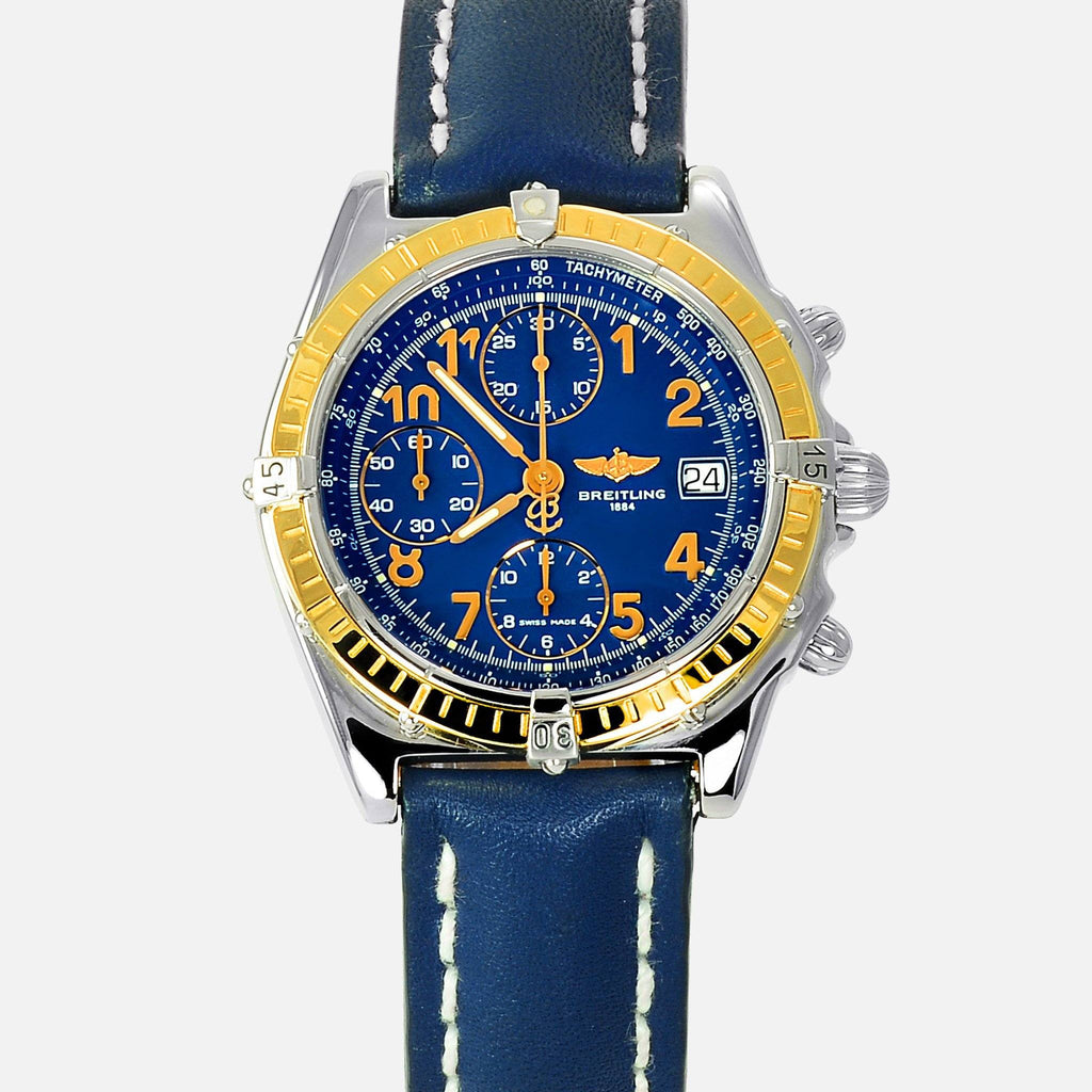 Breitling Chronomat 18K Gold Bezel Blue Dial D13050 - NeoFashionStore
