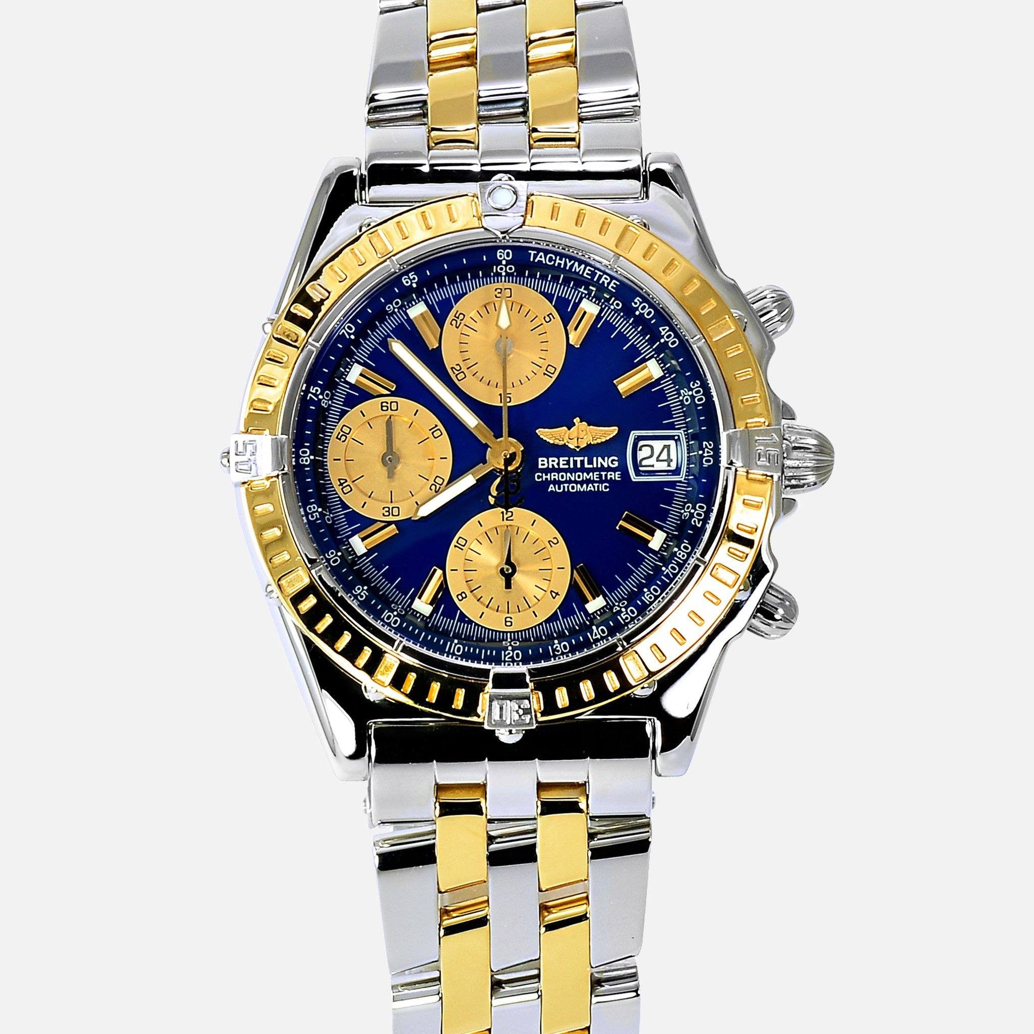 Breitling Chronomat 18K Gold/SS Blue Dial D13352 Alex A