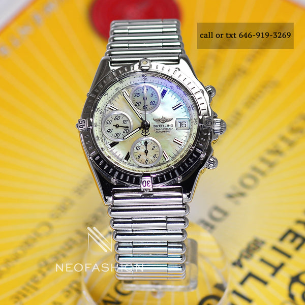Breitling Chronomat with Mother Of Pearl MOP Dial Bullet Bracelet Watch A13050 - NeoFashionStore