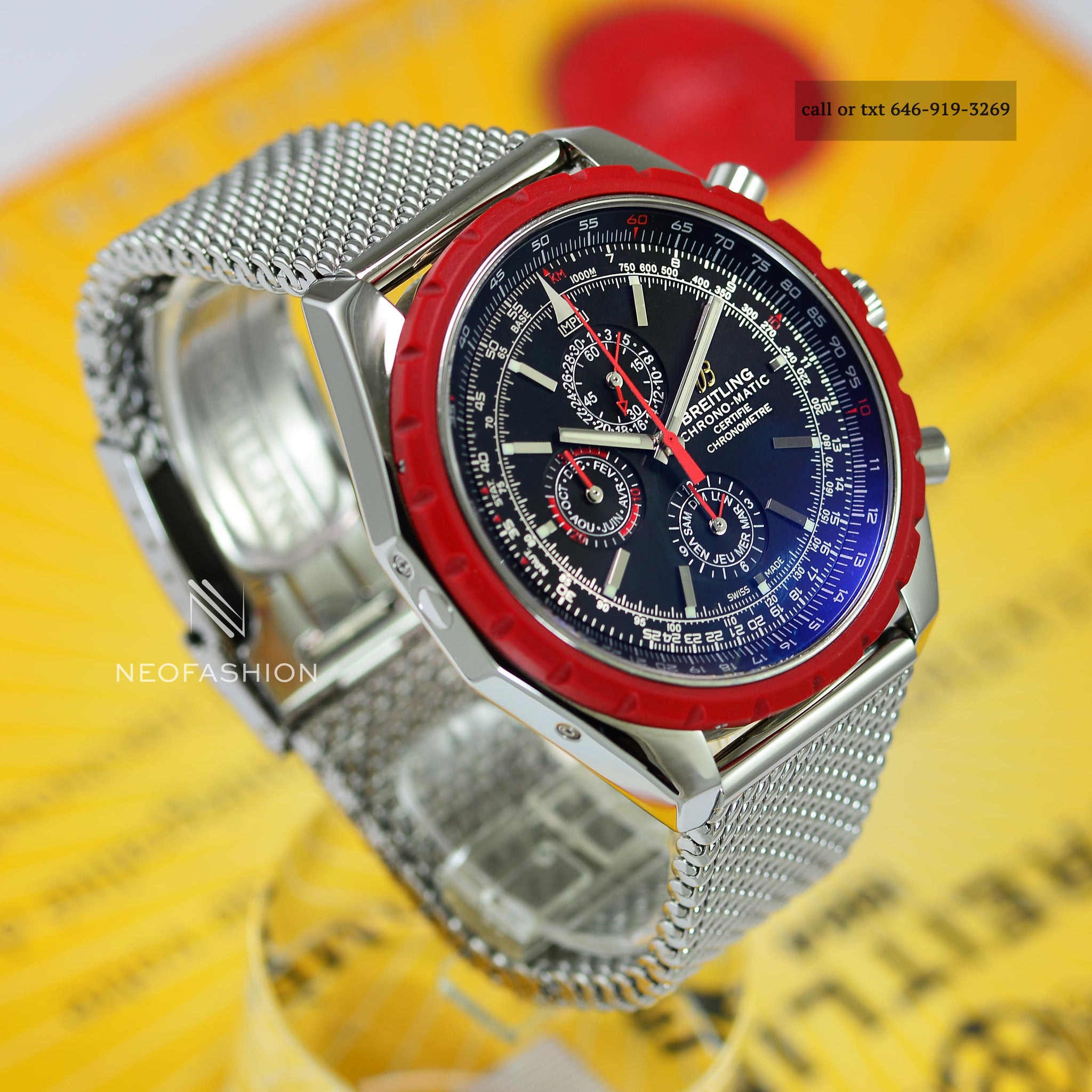 Breitling Chrono Matic 1461 Mesh Bracelet Limited Edition Mens Watch A Alex A