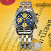 Breitling Cockpit Chronograph 18K Gold/SS Blue Dial Watch A13357