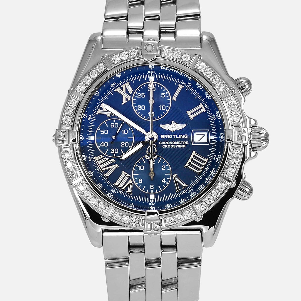 Breitling Crosswind Blue Dial Steel With Diamond Bezel A13355 - NeoFashionStore