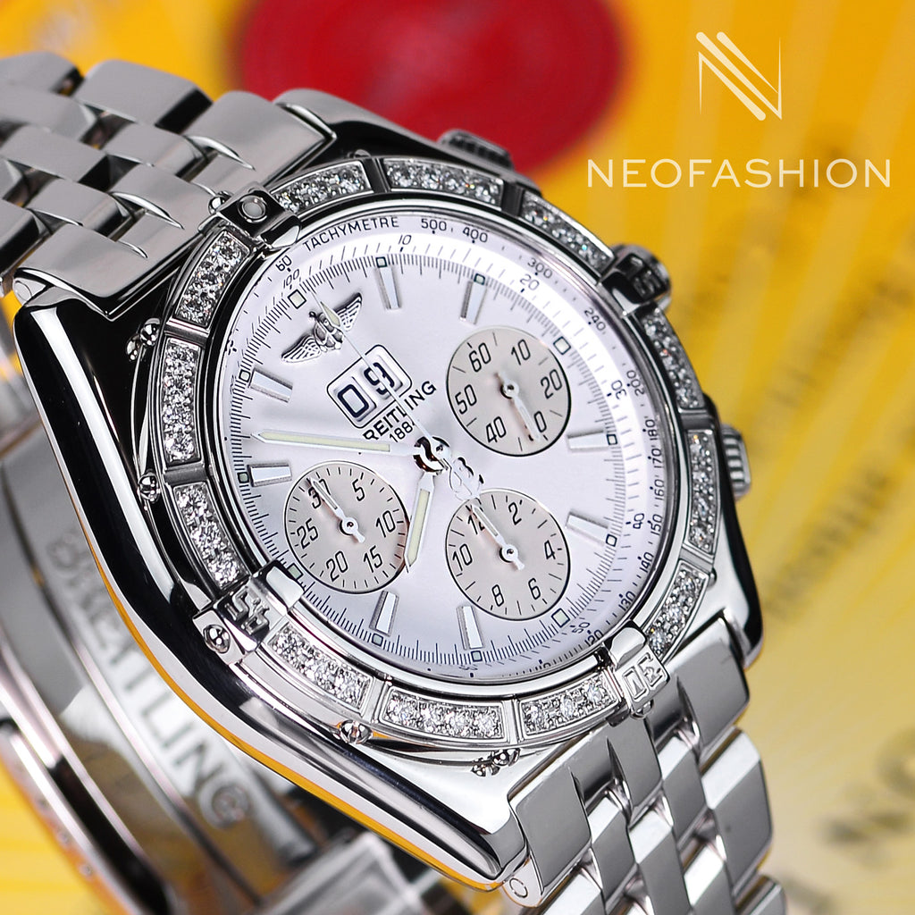 Breitling Crosswind Special White Dial Factory 1.14ct VVS Diamond Bezel Watch A44355
