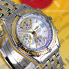 mens breitling chronomat with 18k gold bezel and mother of pearl dial