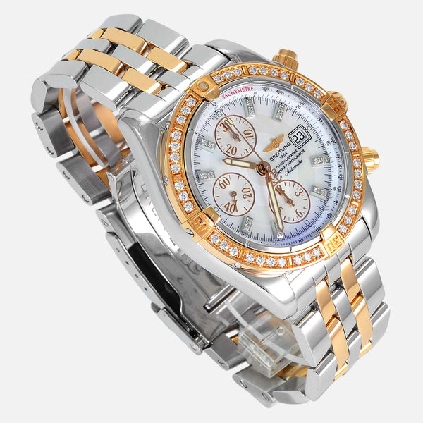 Breitling Chronomat Evolution VVS Diamonds 18K Rose Gold/Steel MOP Dial C13356 - NeoFashionStore