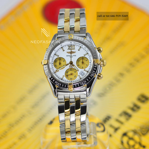 Breitling Jetstream Chronomat 18K Gold/SS White Dial B55048