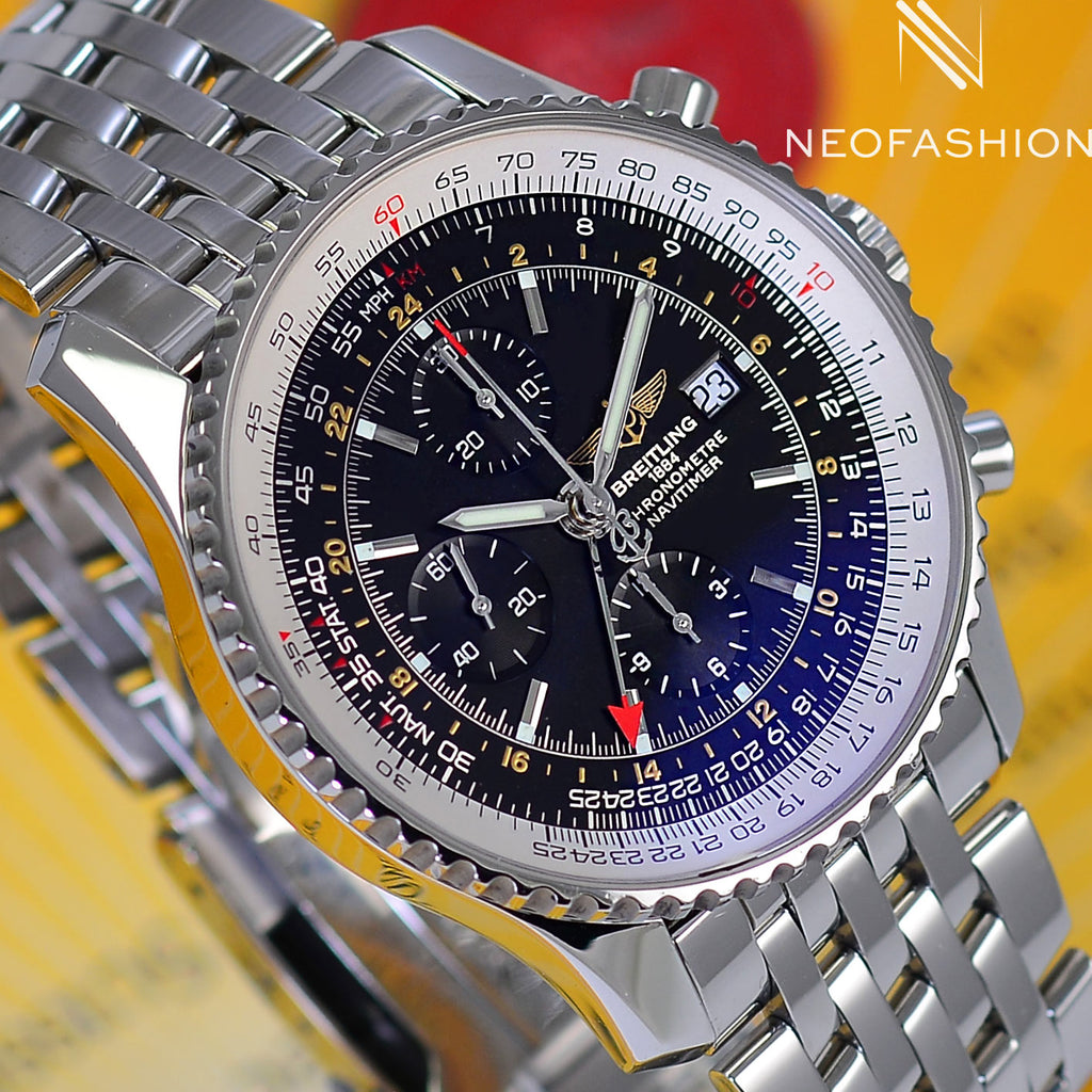 Breitling Navitimer World GMT 2nd Time Zone A23322 Mens Luxury Watch
