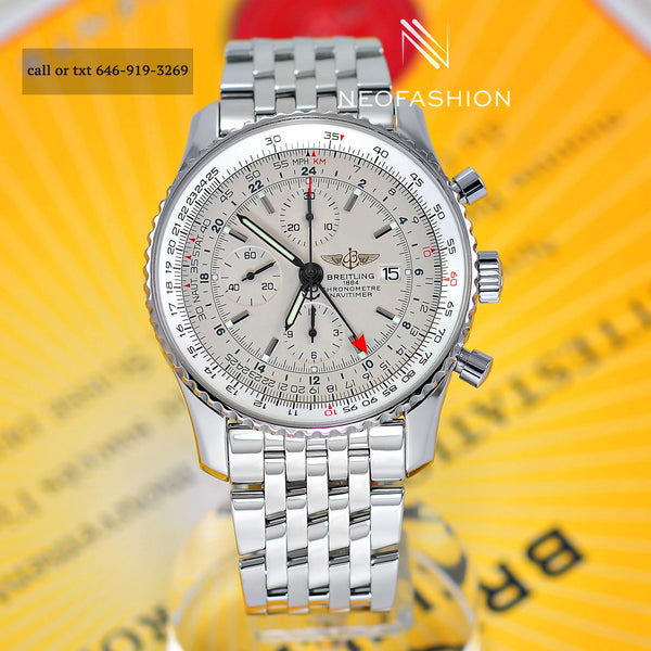 Breitling Navitimer World GMT 2nd Time Zone A23322 Mens Luxury Watch - NeoFashionStore