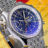 mens breitling navitimer world watch with 2nd time zone and swiss movement