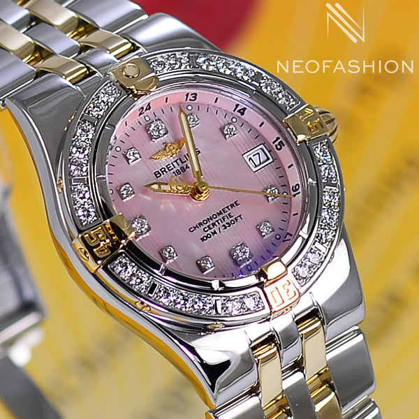 Breitling Starliner Ladies 18K/SS Pink MOP Diamond Dial & Diamond Bezel B71340 - NeoFashionStore