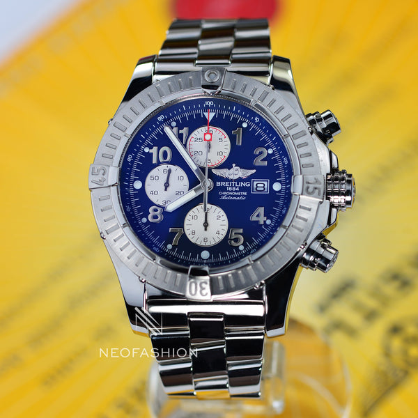 Breitling Super Avenger Pro II 48mm Blue Dial A13370 Mens Watch