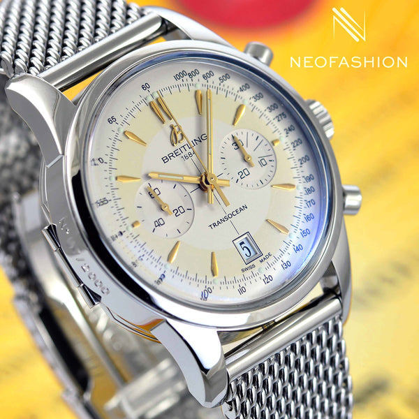 Breitling Transocean Chronograph 43mm LIMITED 2000pcs Cream Dial AB0154