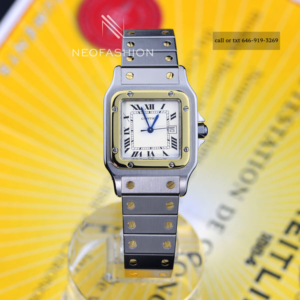 Cartier Santos Galbee Automatic Two Tone 18k Gold Stainless Steel Watch
