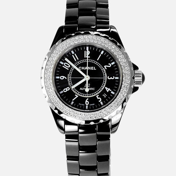 Chanel J12 Black Ceramic 38mm Unisex Automatic Diamond watch H0950 - NeoFashionStore