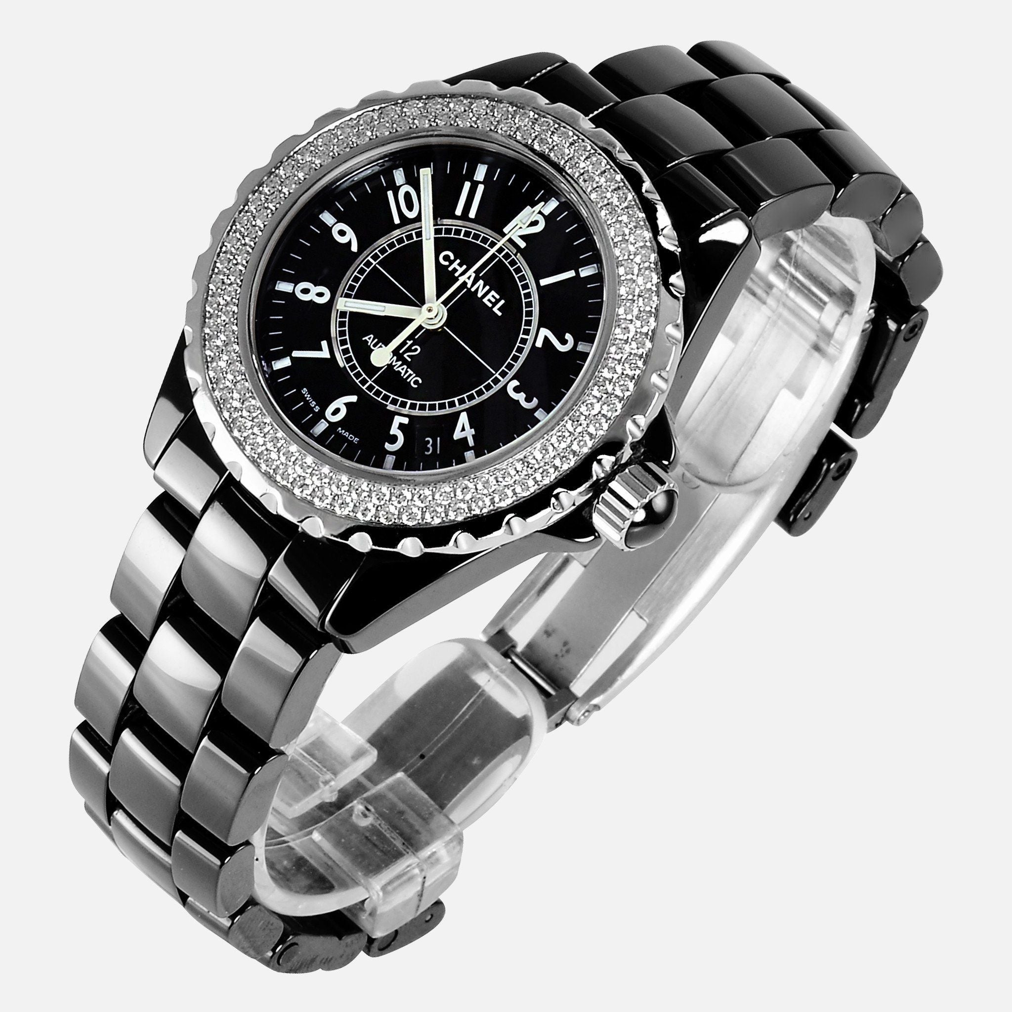 Đồng hồ Chanel J12 h4189 Unisex Ceramic Leather Black 33