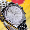 Breitling Crosswind 43mm SS Factory 1ct VVS Diamond Bezel White Dial A13355