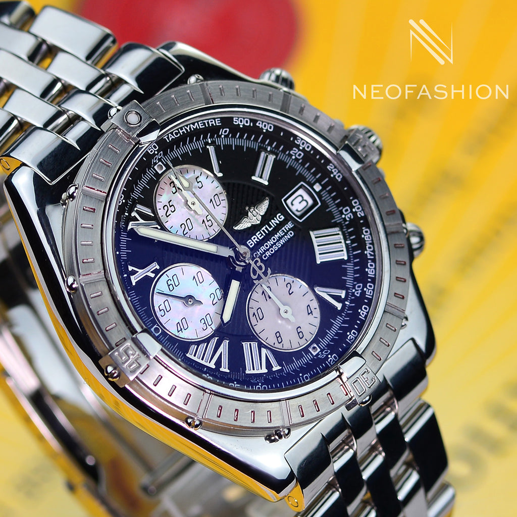 Breitling Crosswind Black Dial with Mother Of Pearl Subdials Mens Watch A13355
