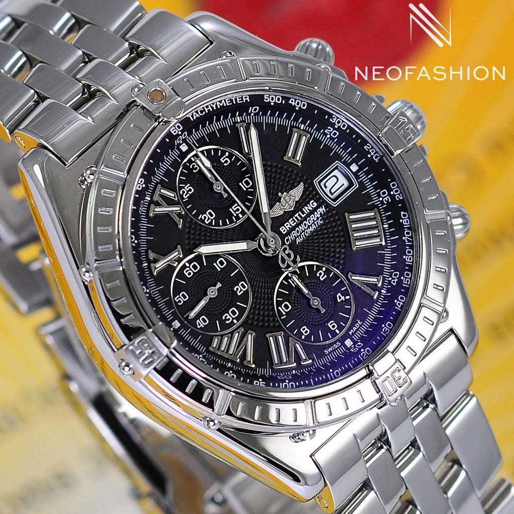 Breitling Crosswind Mens Stainless Steel Black Dial Watch A13055 Alex A