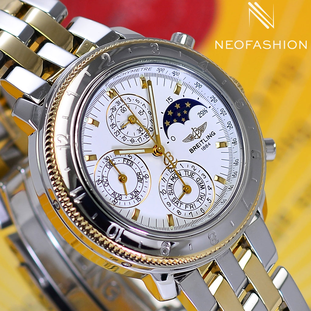 Breitling Astromat Perpetual Moon Phase 1461 18K Gold SS D19405 Mens W Alex A