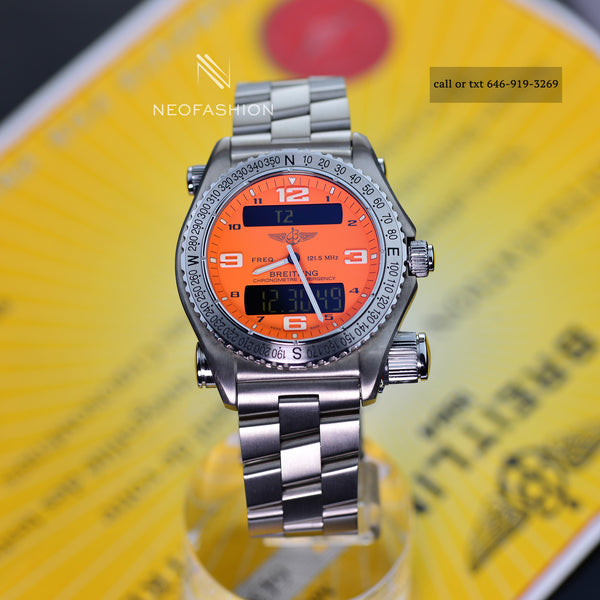 Breitling Emergency 42mm Orange Dial Titanium Mens Watch E76321