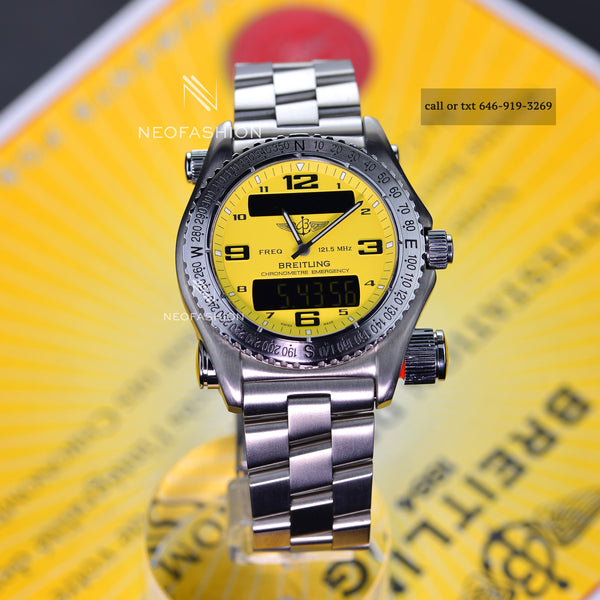 Breitling Emergency 42mm Yellow Dial Titanium Mens Watch E76321