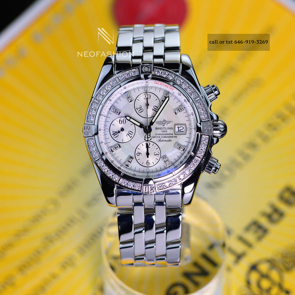 Breitling Chronomat Evolution MOP Factory 1.14ct VVS Diamonds A13356