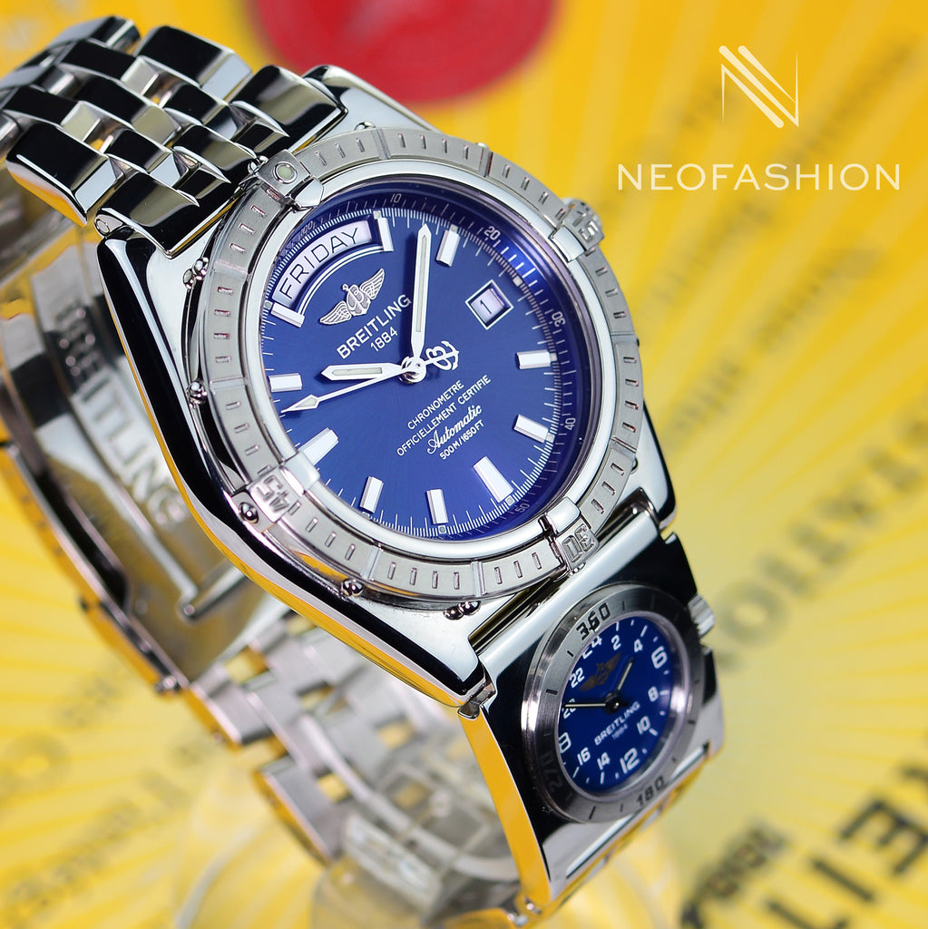 Breitling Headwind Day-Date with 2nd UTC Time Zone 43mm Blue Dial  A45355