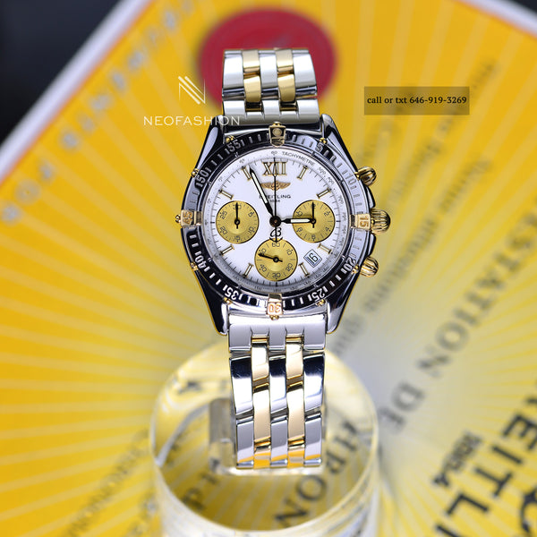 Breitling Jetstream Chronomat 18K Gold/SS White Dial B55048