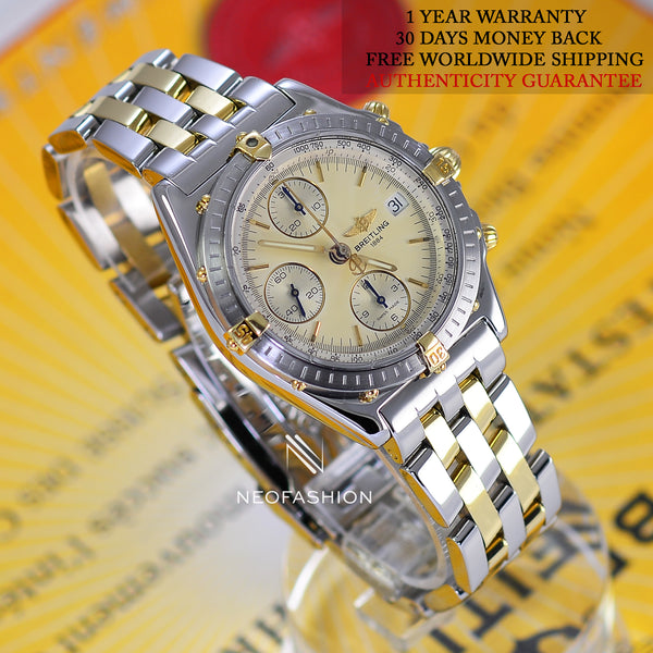 Breitling Chronomat 18K Gold/SS Cream Dial B13050 - NeoFashionStore