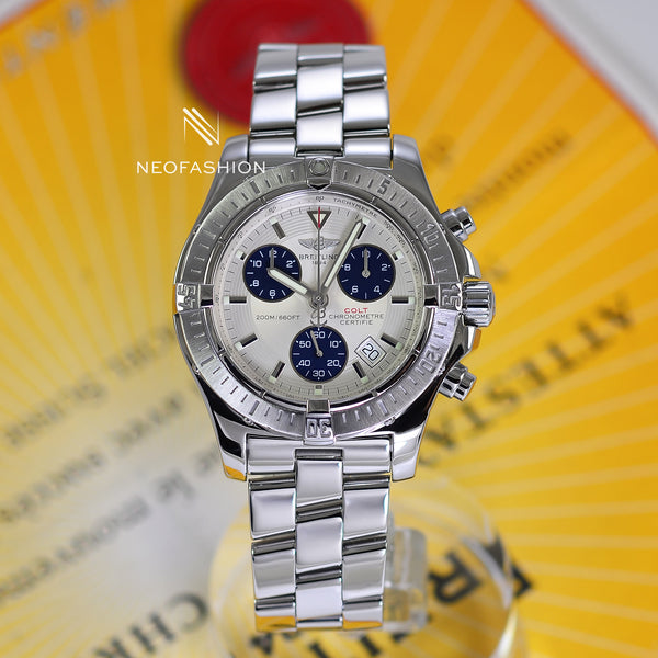 Breitling Colt Chronograph 41mm Super Quartz Stainless Steel White A73380 - NeoFashionStore
