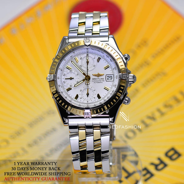 Breitling Chronomat 18K Gold/SS White Dial B13352 - NeoFashionStore