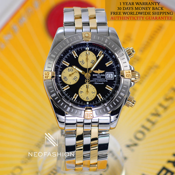 Breitling Chronomat Evolution 18K Gold/Steel Black Dial B13356 - NeoFashionStore
