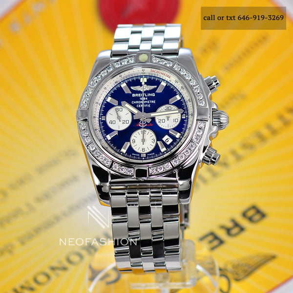 Breitling Chronomat B01 44mm Diamond Bezel Blue Dial Stainless Steel AB0110 - NeoFashionStore