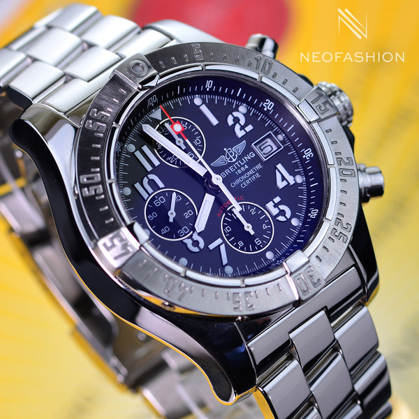 Breitling Skyland Avenger Black Dial Stainless Steel Mens Watch A13380