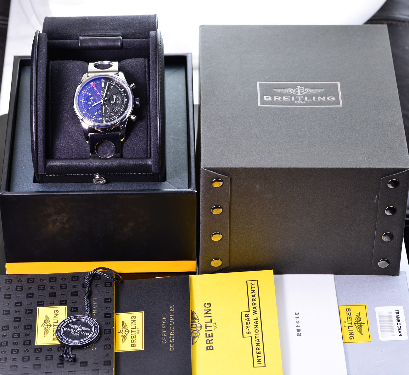 Breitling Transocean Chronograph GMT 43mm LIMITED 2000pcs Black Dial A -  DAN ROYTER