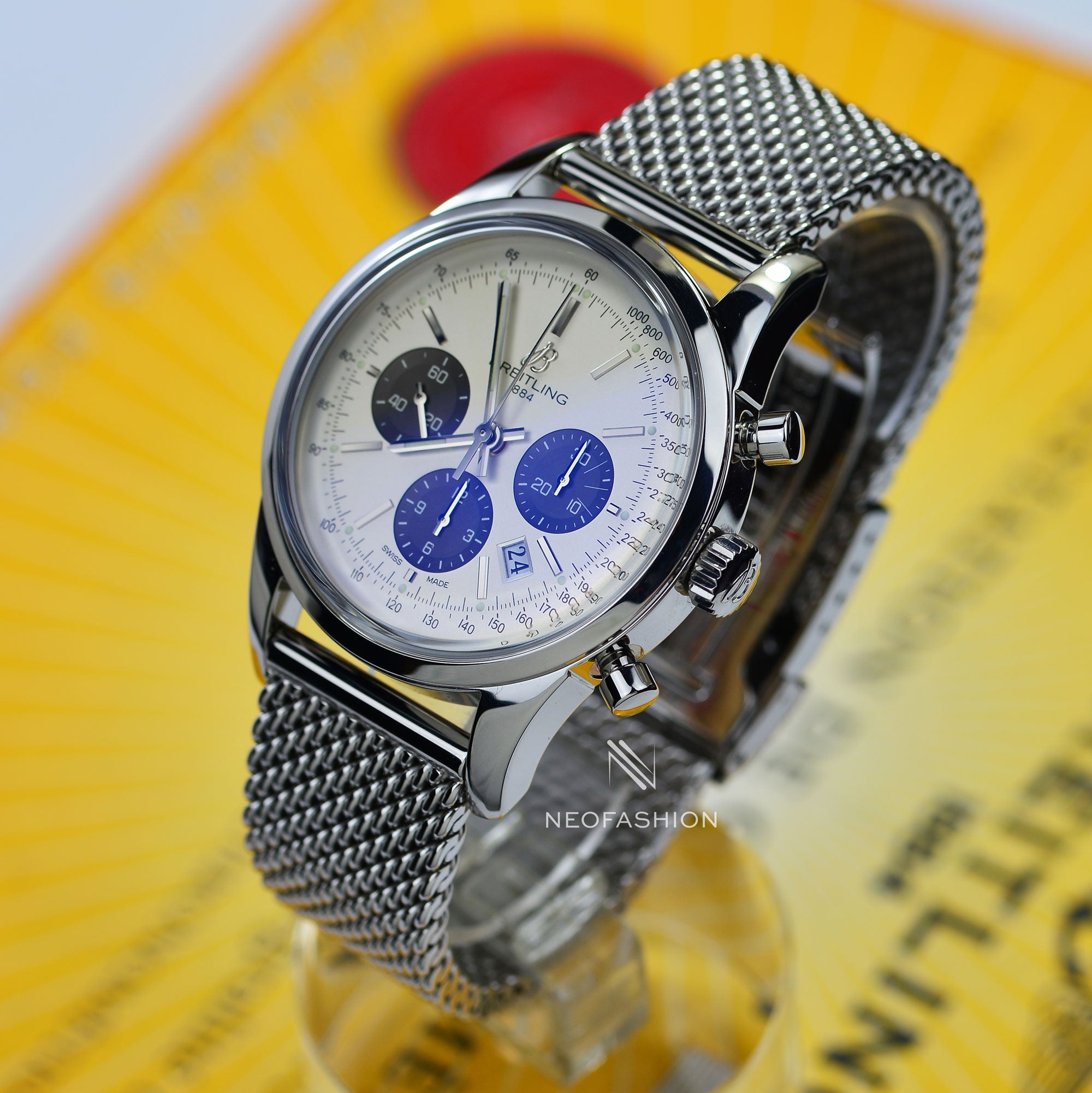 Breitling AB0152 Transocean Chronograph with Silver Dial and